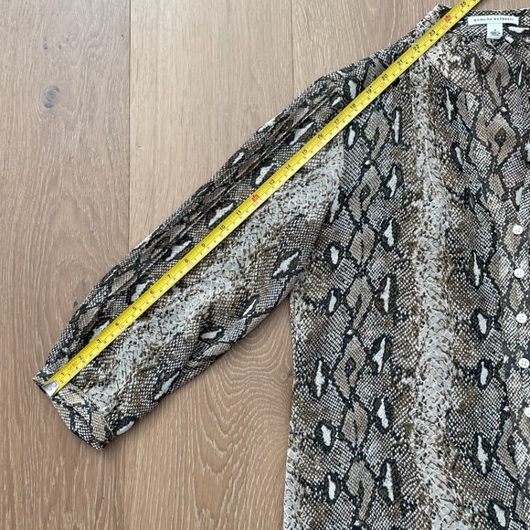 Banana Republic Blouse Women Small Sheer Snake Python Print Brown Black - Picture 11 of 15